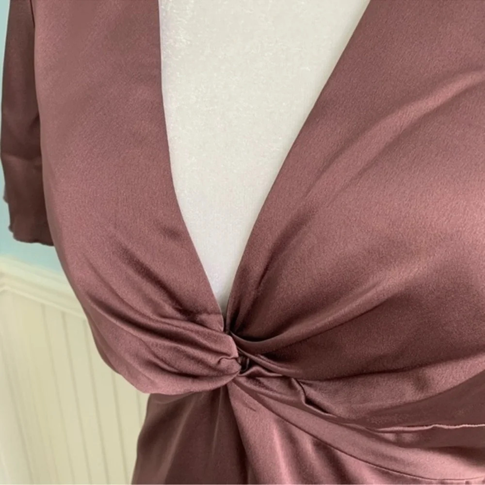 Show Me Your Mumu Rome Twist Gown Dusty Plum Luxe Satin - Picture 3 of 6